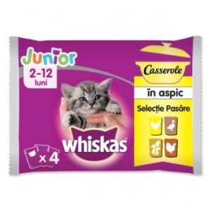 WHISKAS Casserole Selecții Pasăre Junior