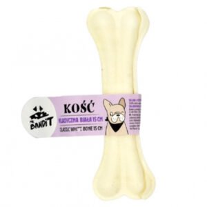 Recompensa os din piele de vita alb - 15 cm